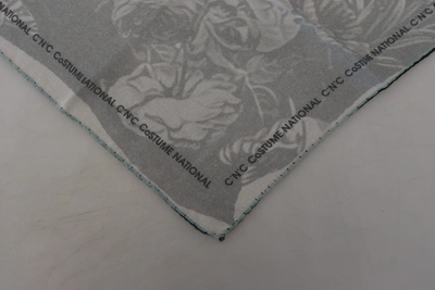 Costume National Gray Print Shawl Foulard Branded Scarf In Gray