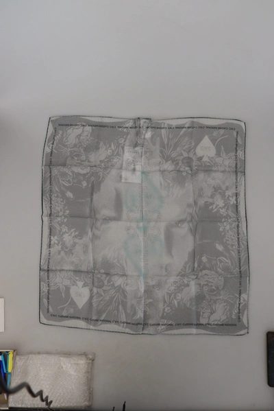 Costume National Gray Print Shawl Foulard Branded Scarf In Gray