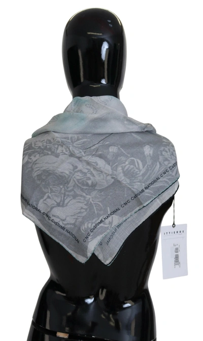 Shop Costume National Elegant Grey Cotton Square Women's Scarf In Gray