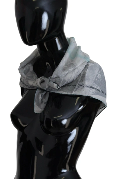 Shop Costume National Elegant Grey Cotton Square Women's Scarf In Gray