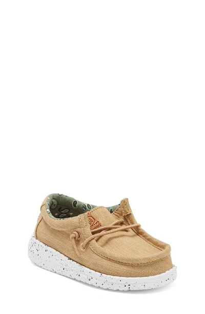 Shop Hey Dude Kids' Wally Canvas Boat Shoe In Walnut