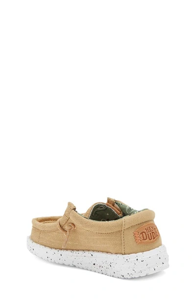 Shop Hey Dude Kids' Wally Canvas Boat Shoe In Walnut