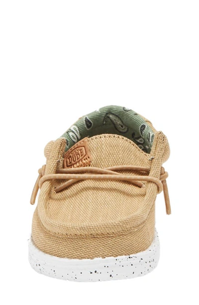 Shop Hey Dude Kids' Wally Canvas Boat Shoe In Walnut