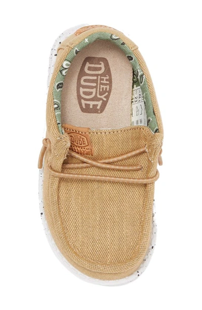 Shop Hey Dude Kids' Wally Canvas Boat Shoe In Walnut