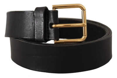 Shop Dolce & Gabbana Leather  Tone Logo Metal Buckle Men's Belt In Black