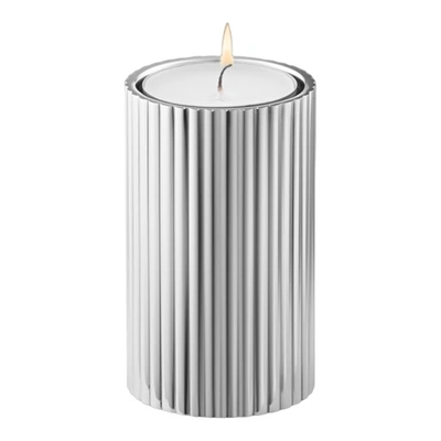Shop Georg Jensen Bernadotte Stainless Steel Candle Holder In Small In Multi