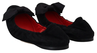 Dolce & Gabbana Black Suede Flat Slip On Ballet Shoes In Black