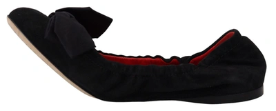 Dolce & Gabbana Black Suede Flat Slip On Ballet Shoes In Black