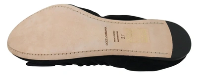 Dolce & Gabbana Black Suede Flat Slip On Ballet Shoes In Black