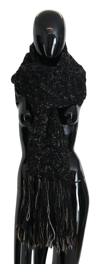 Shop Dolce & Gabbana Elegant Virgin Wool Blend Black Women's Scarf