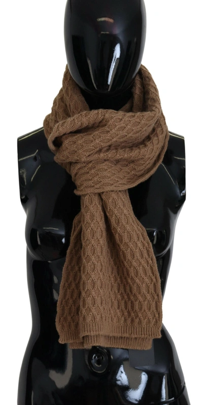 Shop Dolce & Gabbana Elegant Dark Brown Knitted Women's Scarf