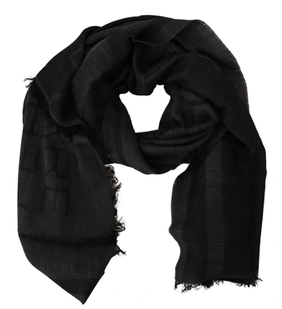 Shop Gianfranco Ferre Gf Ferre Elegant Fringed Wool Blend Women's Scarf In Black