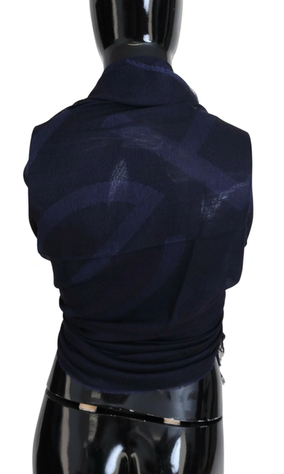 Shop Gianfranco Ferre Gf Ferre Elegant Fringed Wool Blend Women's Scarf In Blue