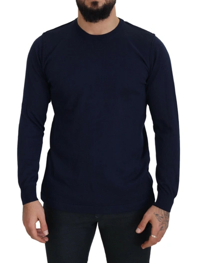 Shop Paolo Pecora Milano Authentic Crewneck Blue Pullover Men's Sweater