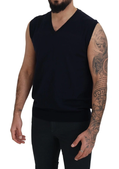 Shop Paolo Pecora Milano Sleek Black V-neck Sleeveless Men's Tank