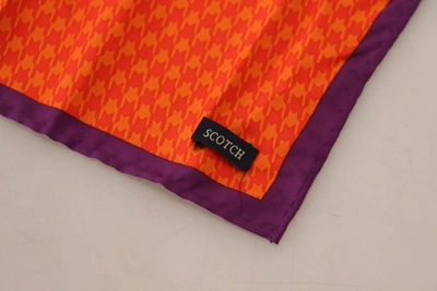Shop Scotch & Soda Orange Purple Silk Square Handkerchief Men's Scarf