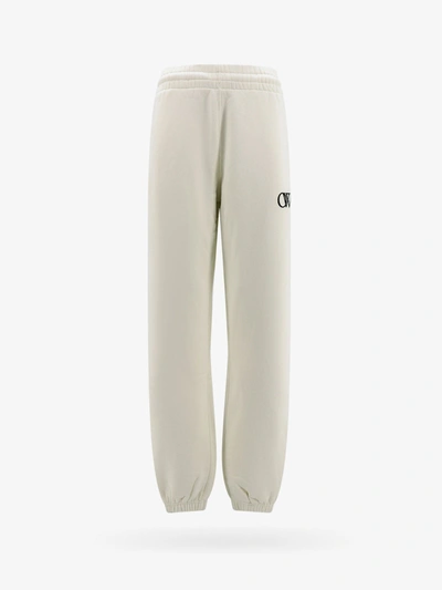 Off-white White Cotton Jogging Trousers In Beige