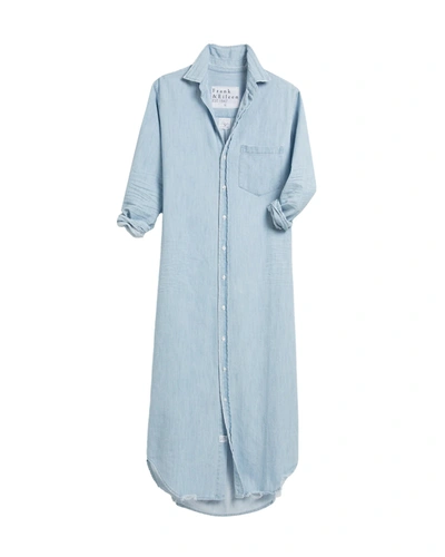 Shop Frank And Eileen Rory Maxi Shirtdress In Light Wash Denim