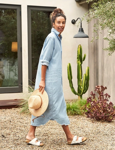 Shop Frank And Eileen Rory Maxi Shirtdress In Light Wash Denim