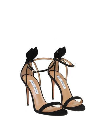 Shop Aquazzura Suede Sandal In Black