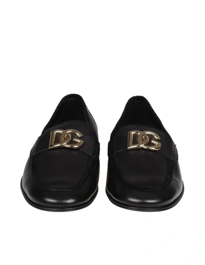 Shop Dolce & Gabbana Calf Leather Moccasin In Black