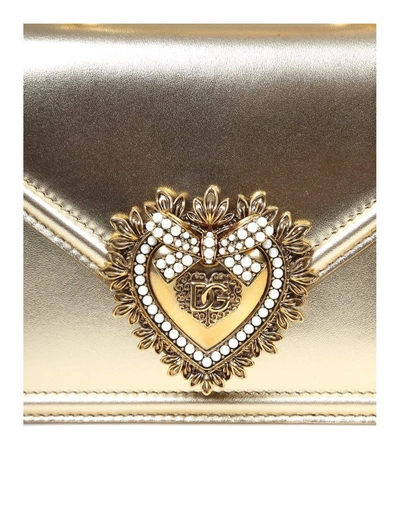 Shop Dolce & Gabbana Handbag In Smooth Laminated Nappa In Gold