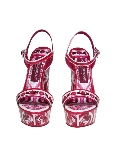 Shop Dolce & Gabbana Platform Sandal In Shiny Calfskin In Multicolor