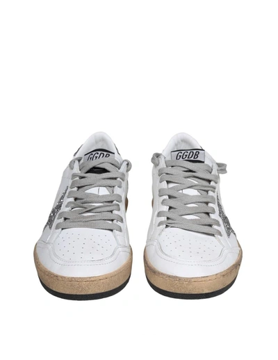 Shop Golden Goose Leather Sneakers In White/silver