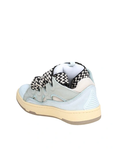 Shop Lanvin Sneakers In Leather And Fabric In Pale Blue