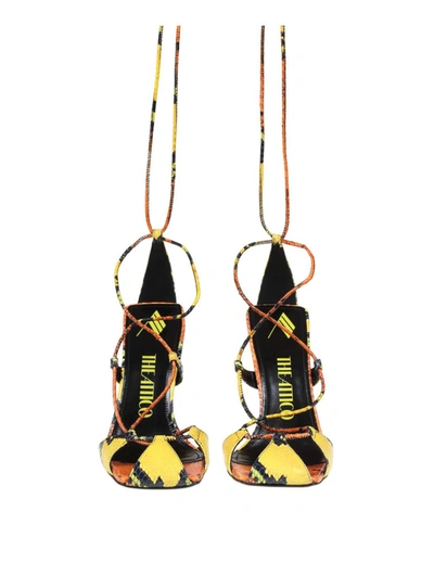 Attico Python Printed Leather Adele Sandals In Orange
