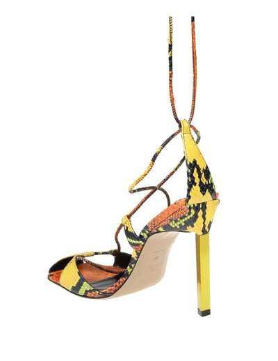 Shop Attico The  Python Print Leather Sandal In Orange