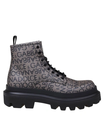 Shop Dolce & Gabbana Coated Fabric Ankle Boot In Brown / Black