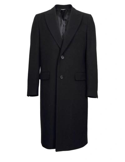 Shop Dolce & Gabbana Single-breasted Coat In Wool In Black
