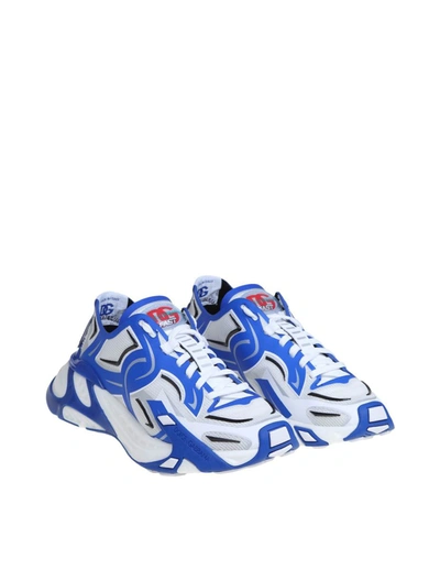 Shop Dolce & Gabbana Sneakers In Nylon And Fabric In White/bluette
