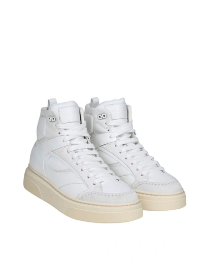 Shop Ferragamo High-top Sneakers In Leather And Suede In White