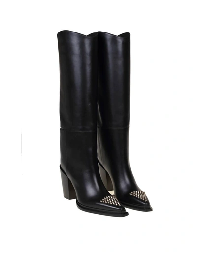 Shop Jimmy Choo Boot In Smooth Leather In  Black/gold