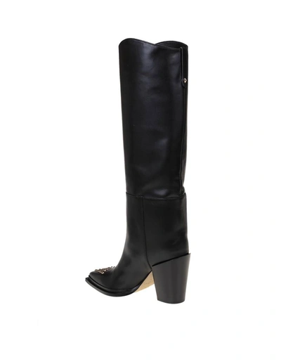 Shop Jimmy Choo Boot In Smooth Leather In  Black/gold