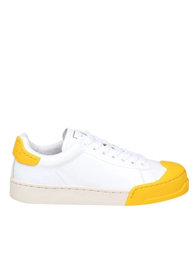 Shop Marni Leather Sneakers In White