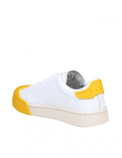 Shop Marni Leather Sneakers In White