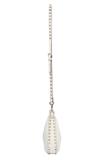 Valentino Small Rockstud Leather Hobo Bag In 098 Ivory