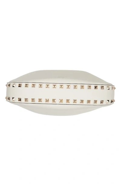 Valentino Small Rockstud Leather Hobo Bag In 098 Ivory