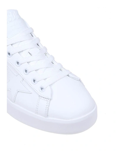 Shop Golden Goose Leather Sneakers In White/black
