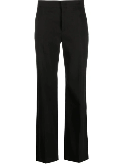 Shop Isabel Marant Straight Trousers With High Waist In Black