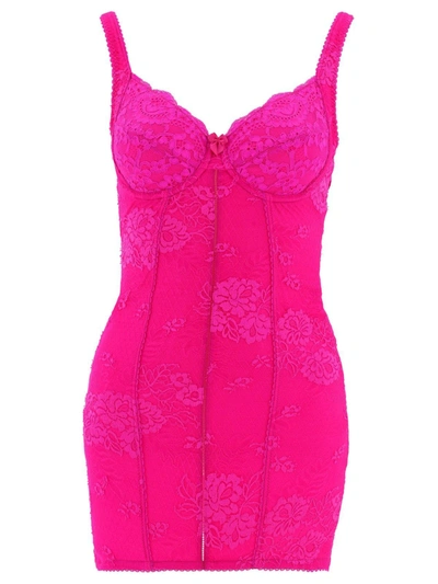 Shop Balenciaga Floral Jacquard Lingerie Dress In Rosa