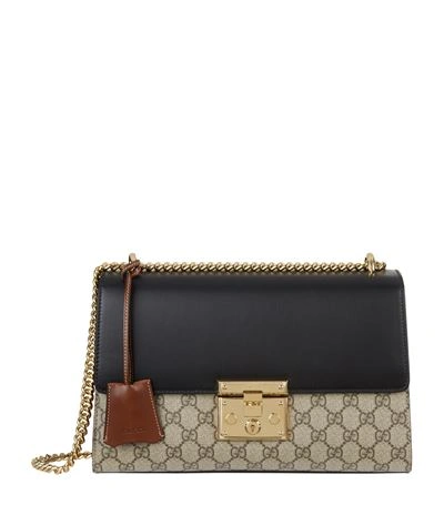 Shop Gucci Bicolour Padlock Shoulder Bag In Black