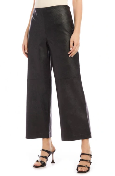 Shop Karen Kane Wide Leg Crop Faux Leather Pants In Black