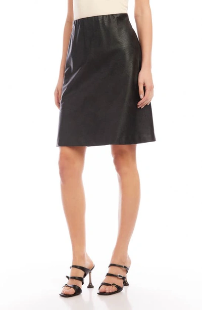 Shop Karen Kane Faux Leather A-line Skirt In Black