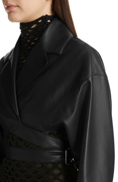 Shop Alaïa Lambskin Leather Wrap Jacket In Noir Alaia