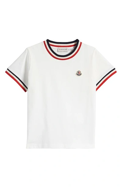 Shop Moncler Kids' Tricolor Logo T-shirt In White