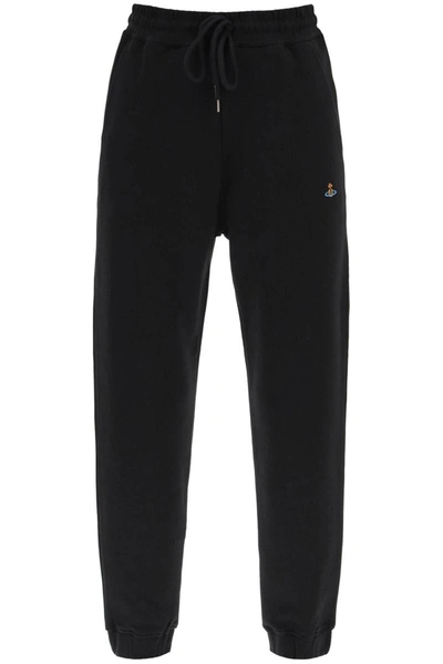 Shop Vivienne Westwood Orb Logo Organic Cotton Sweatpants In Black